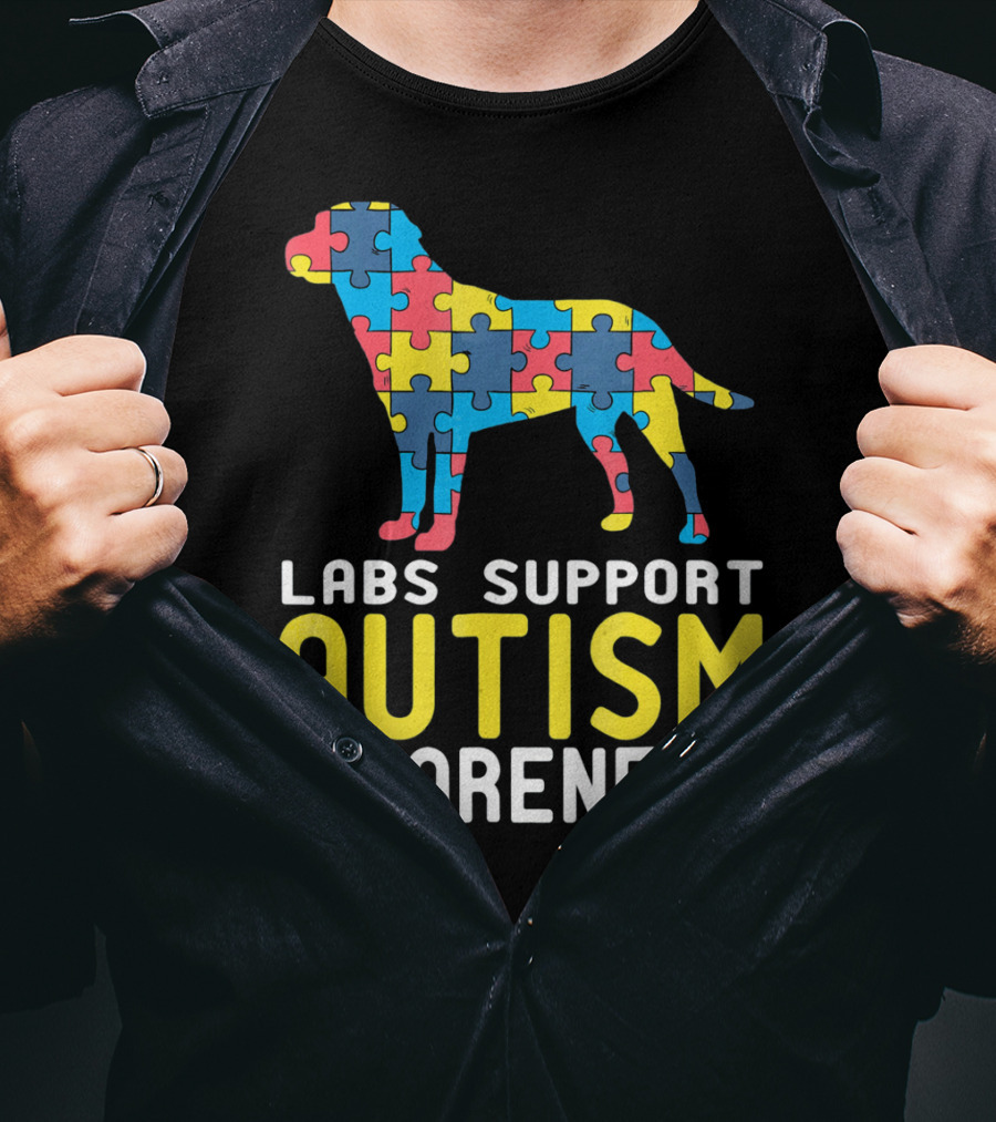 Labs Support Autism Awareness Puzzle Labrador T-Shirt