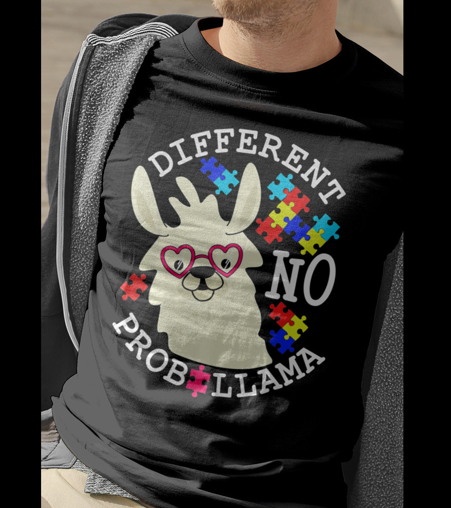Different No Probllama Autism Awareness T-Shirt