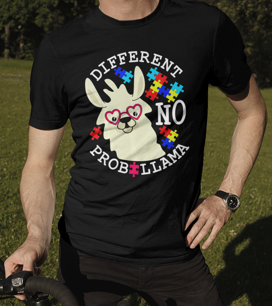 Different No Probllama Autism Awareness T-Shirt
