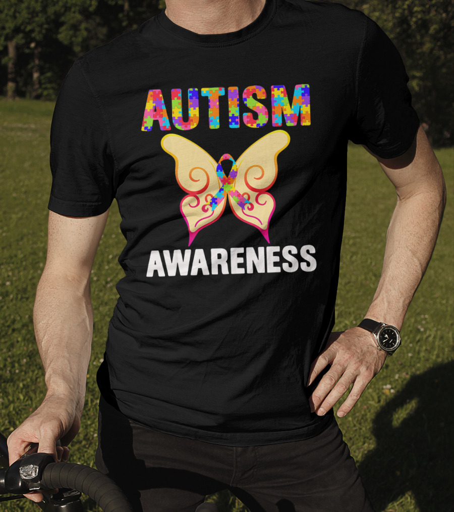 AUTISM AWARENESS Puzzle Piece Butterfly T-Shirt
