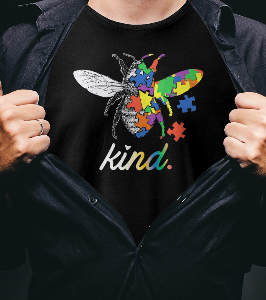 Bee Kind Beautiful Puzzle Autism Awareness T-Shirt