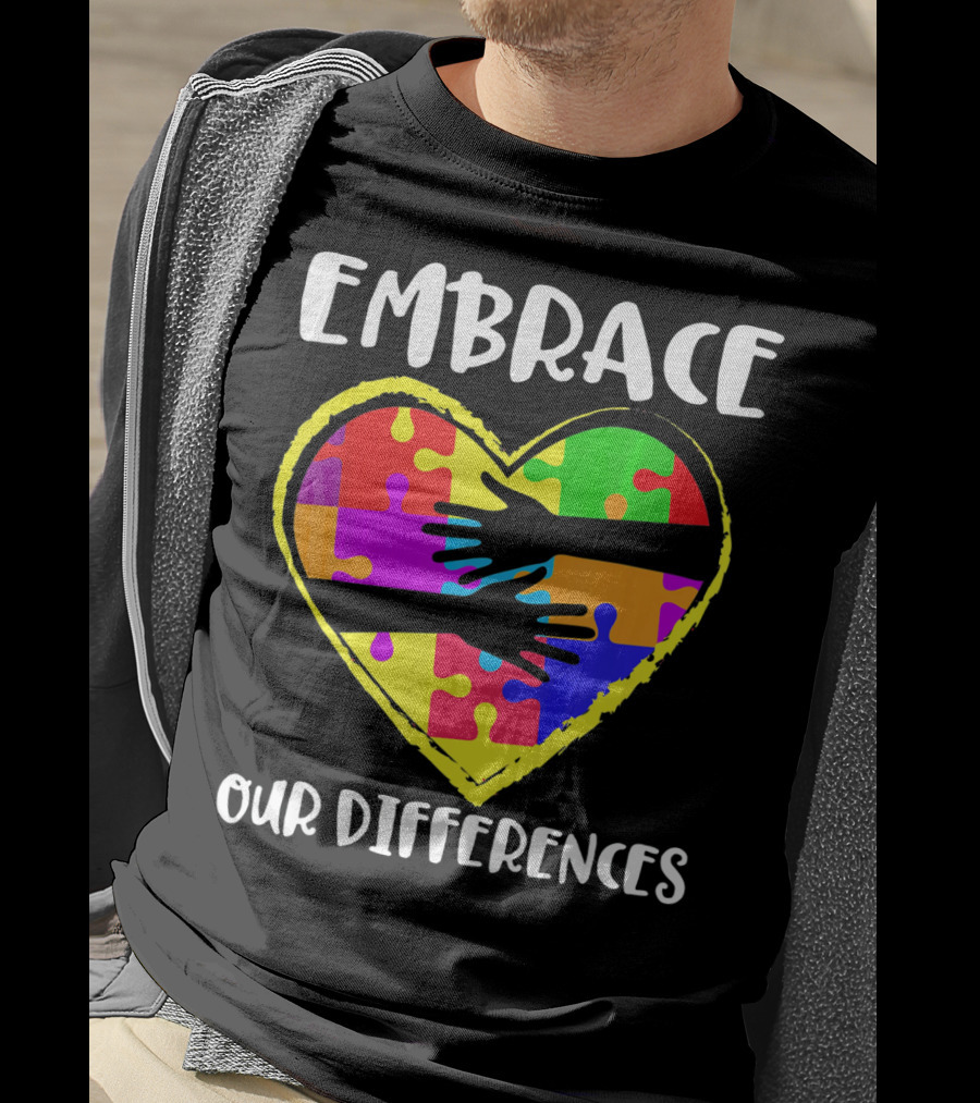 Embrace Our Differences Autism Awareness Heart Puzzle T-Shirt
