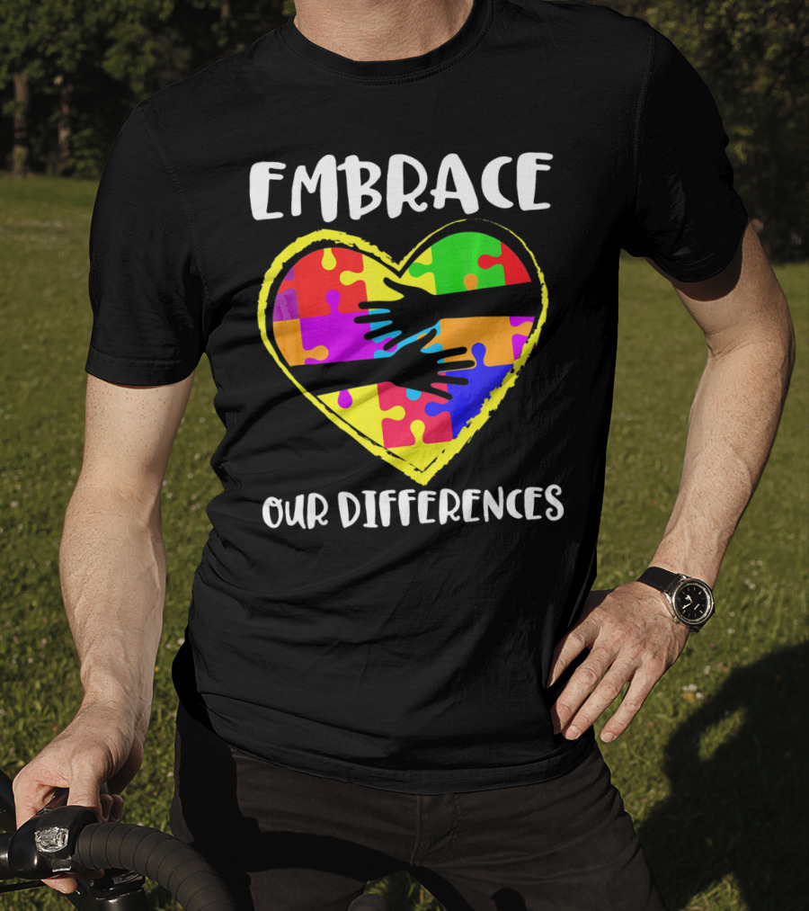 Embrace Our Differences Autism Awareness Heart Puzzle T-Shirt
