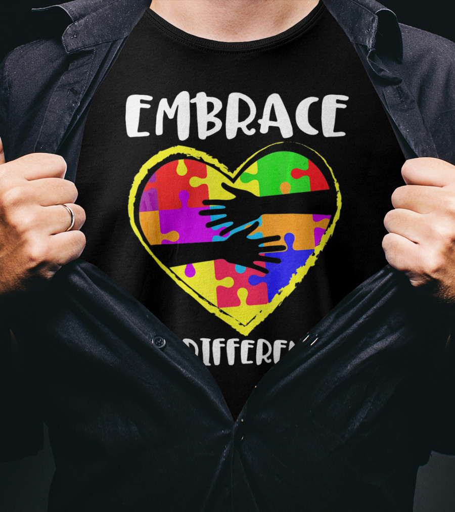Embrace Our Differences Autism Awareness Heart Puzzle T-Shirt