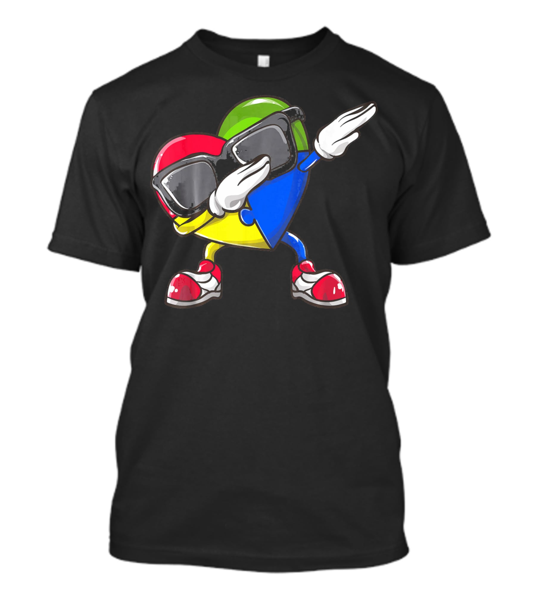 Autism Awareness Dabbing Heart Puzzle Sunglasses Sneakers T-Shirt