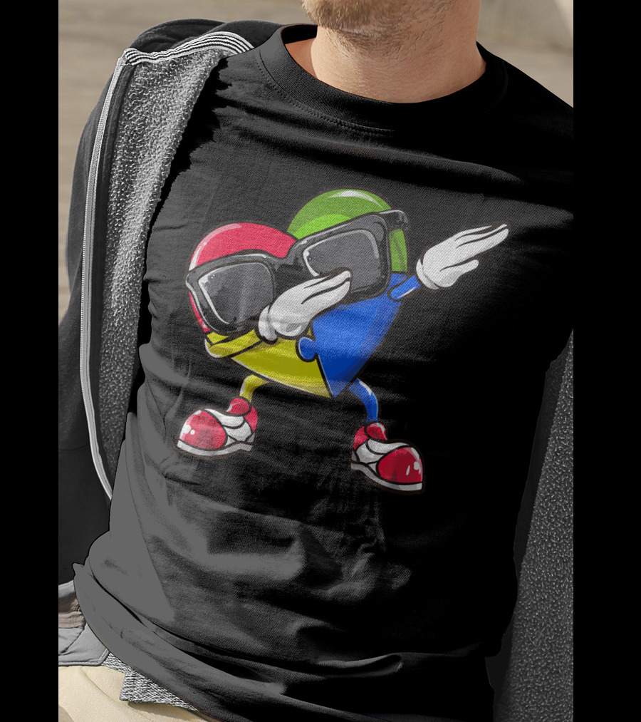 Autism Awareness Dabbing Heart Puzzle Sunglasses Sneakers T-Shirt