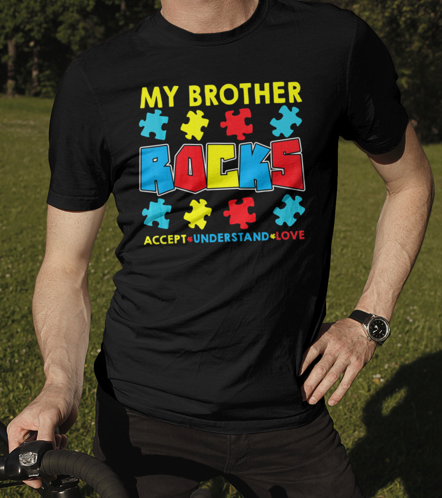 My Brother Rocks Accept Understand Love Autism Awareness T-Shirt