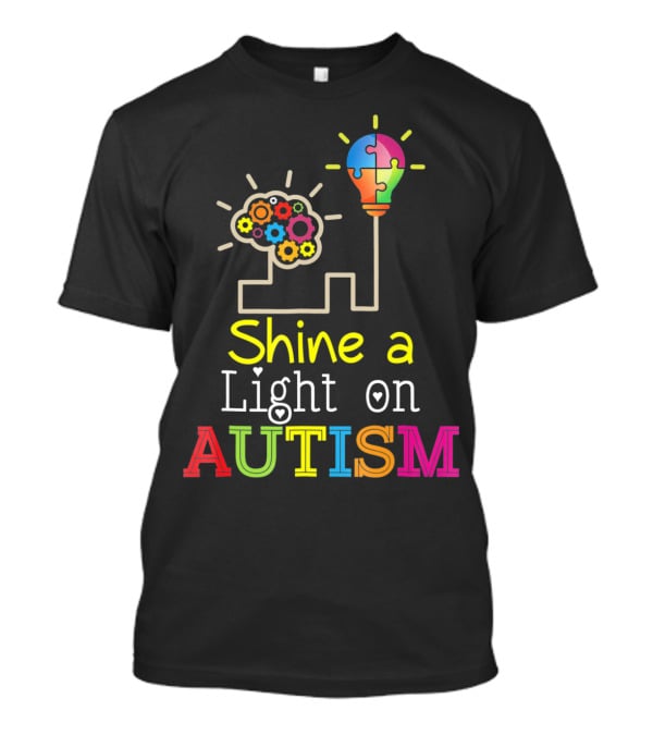 Shine A Light On Autism Puzzle Bulb Awareness T-Shirt
