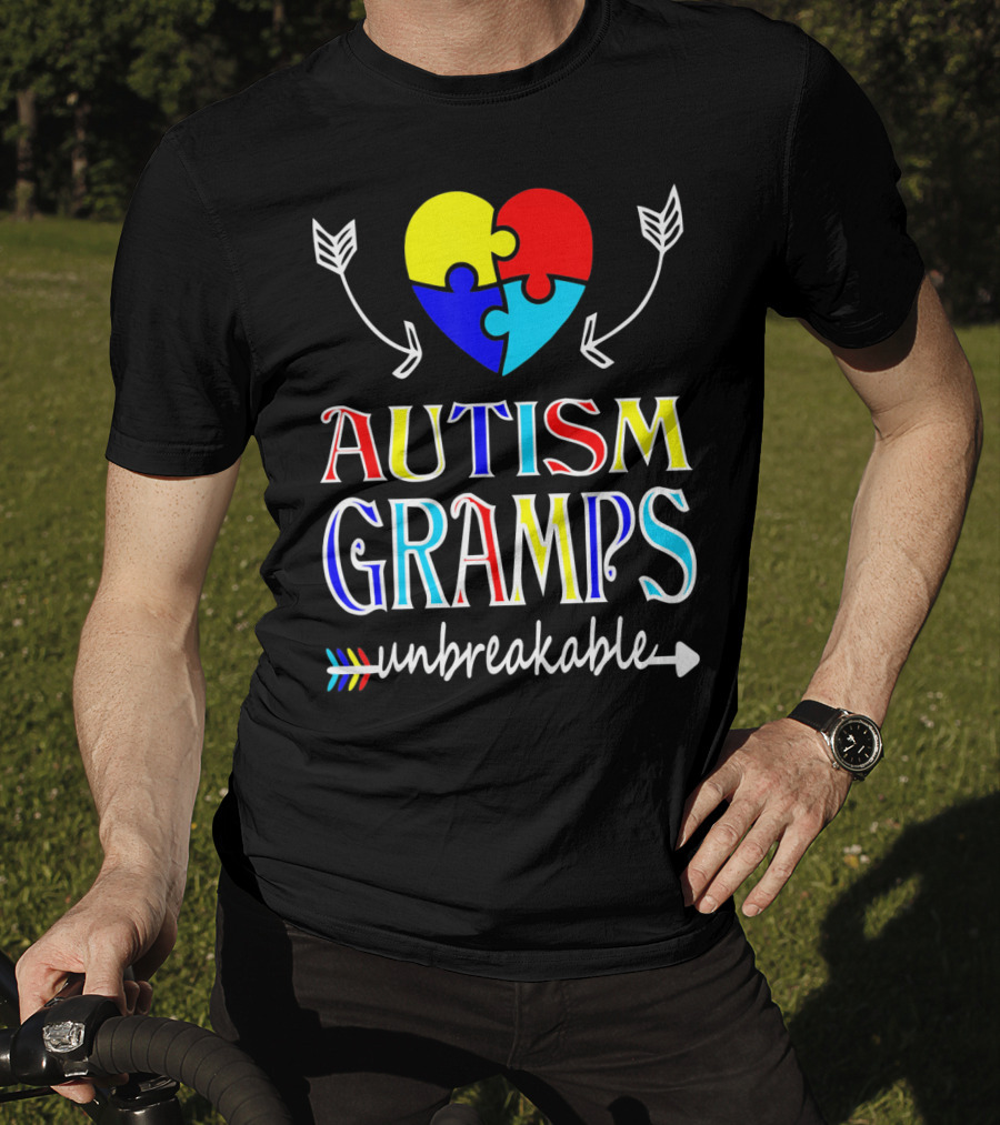 Autism Gramps Unbreakable Heart Puzzle Arrows Awareness T-Shirt
