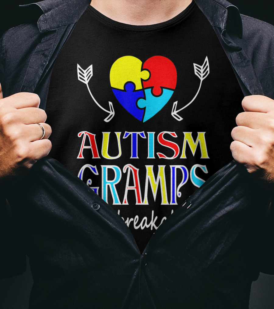 Autism Gramps Unbreakable Heart Puzzle Arrows Awareness T-Shirt