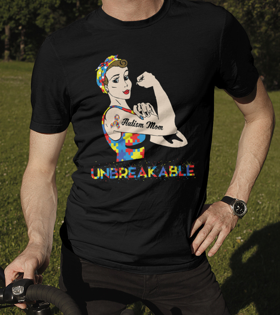 Unbreakable Autism Mom Puzzle Piece Awareness T-Shirt