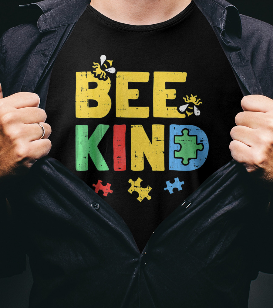 BEE KIND Puzzle Autism Awareness Bees T-Shirt