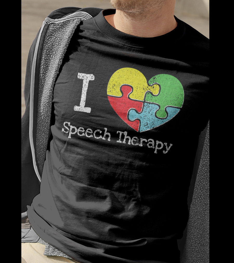 I Heart Speech Therapy Puzzle Autism Awareness T-Shirt
