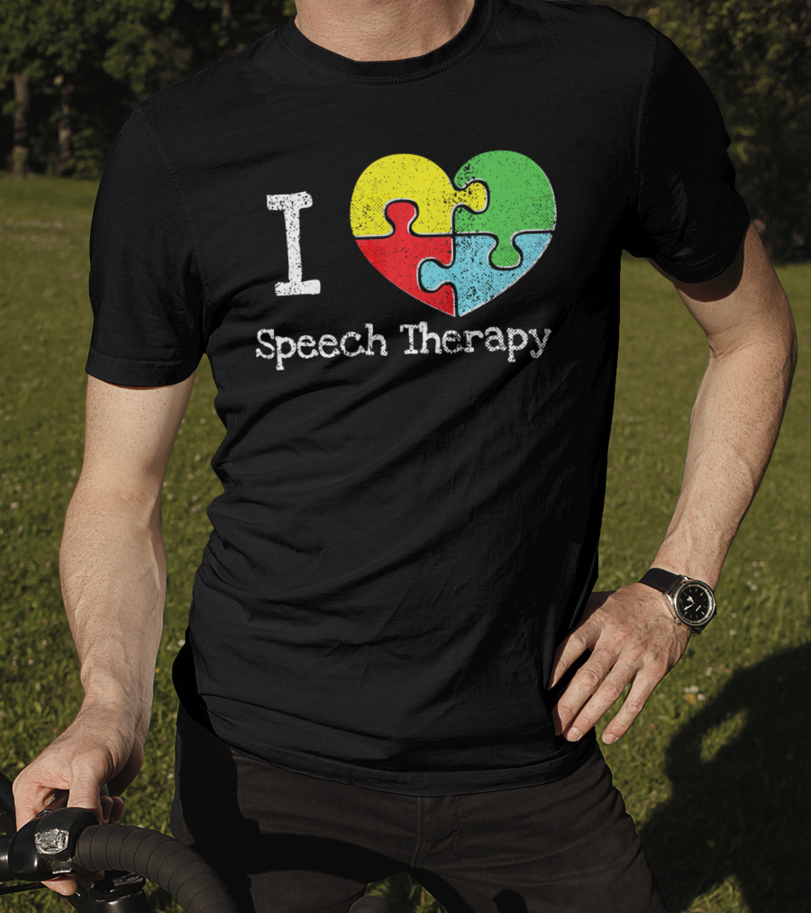 I Heart Speech Therapy Puzzle Autism Awareness T-Shirt
