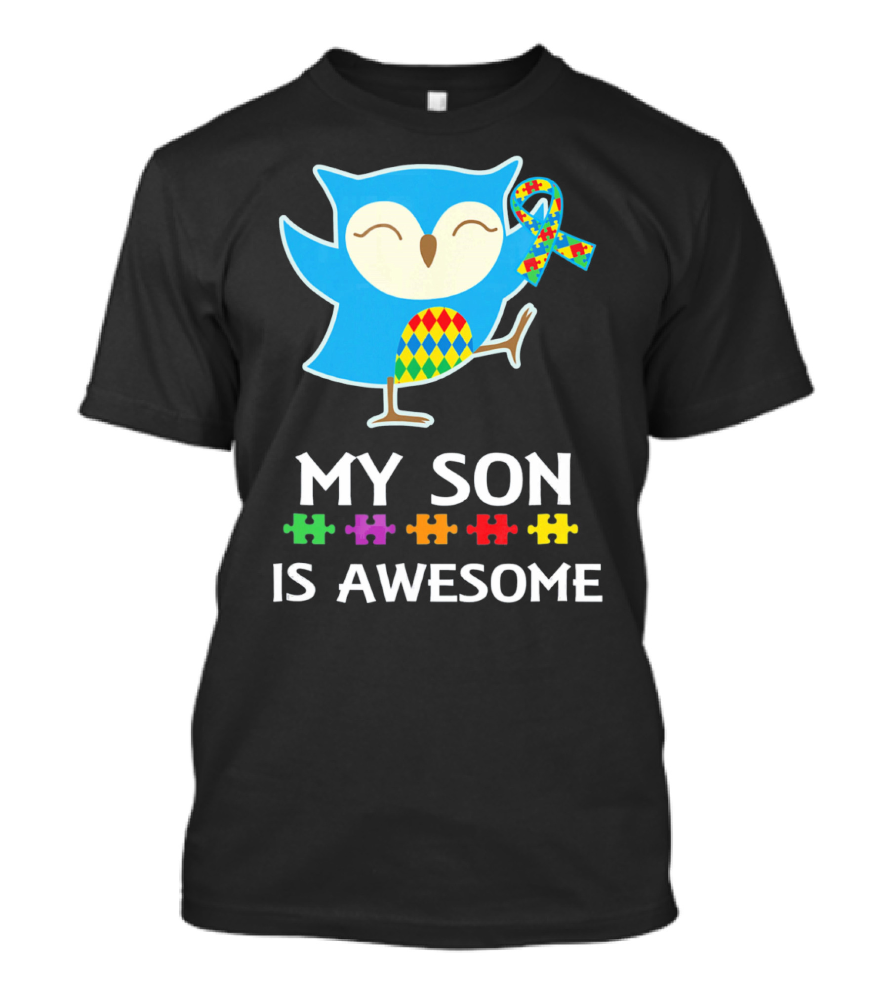 My Son Is Awesome Autism Awareness Owl With Puzzle T-Shirt