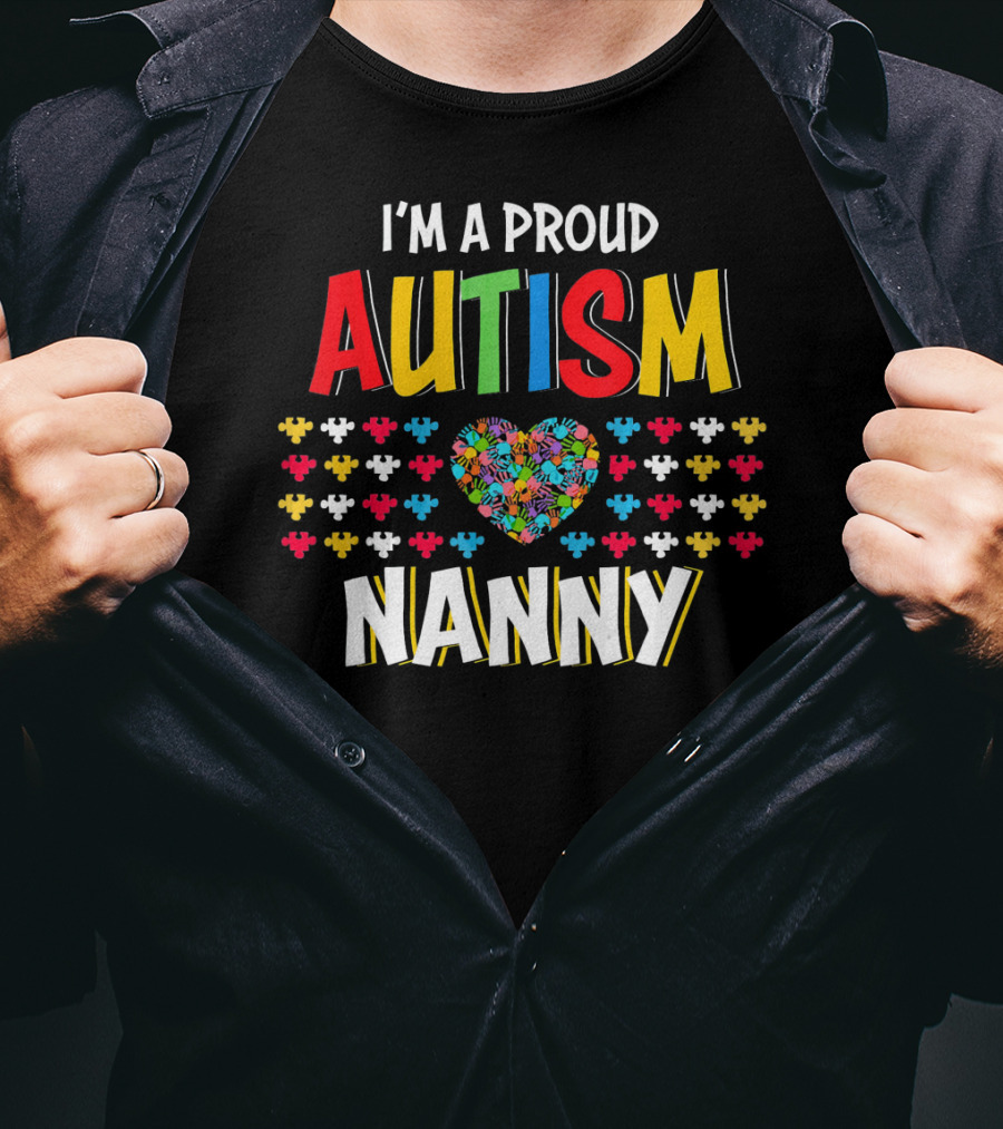 I'm A Proud Autism Nanny Heart Puzzle T-Shirt