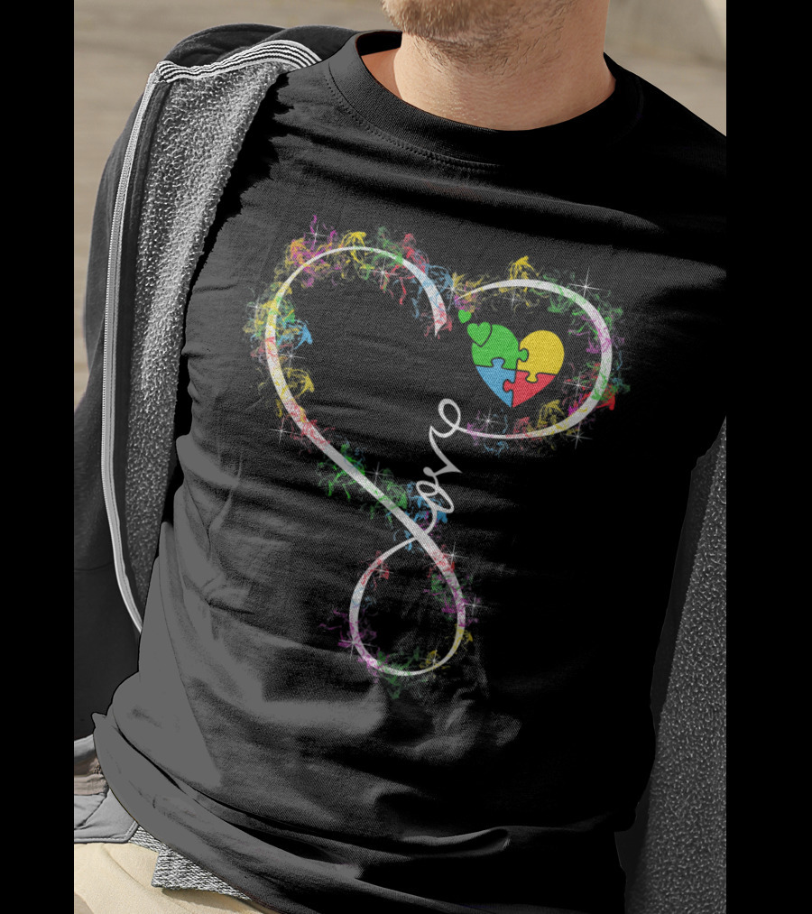 Kids Love Colorful Puzzle Heart Autism Awareness T-Shirt