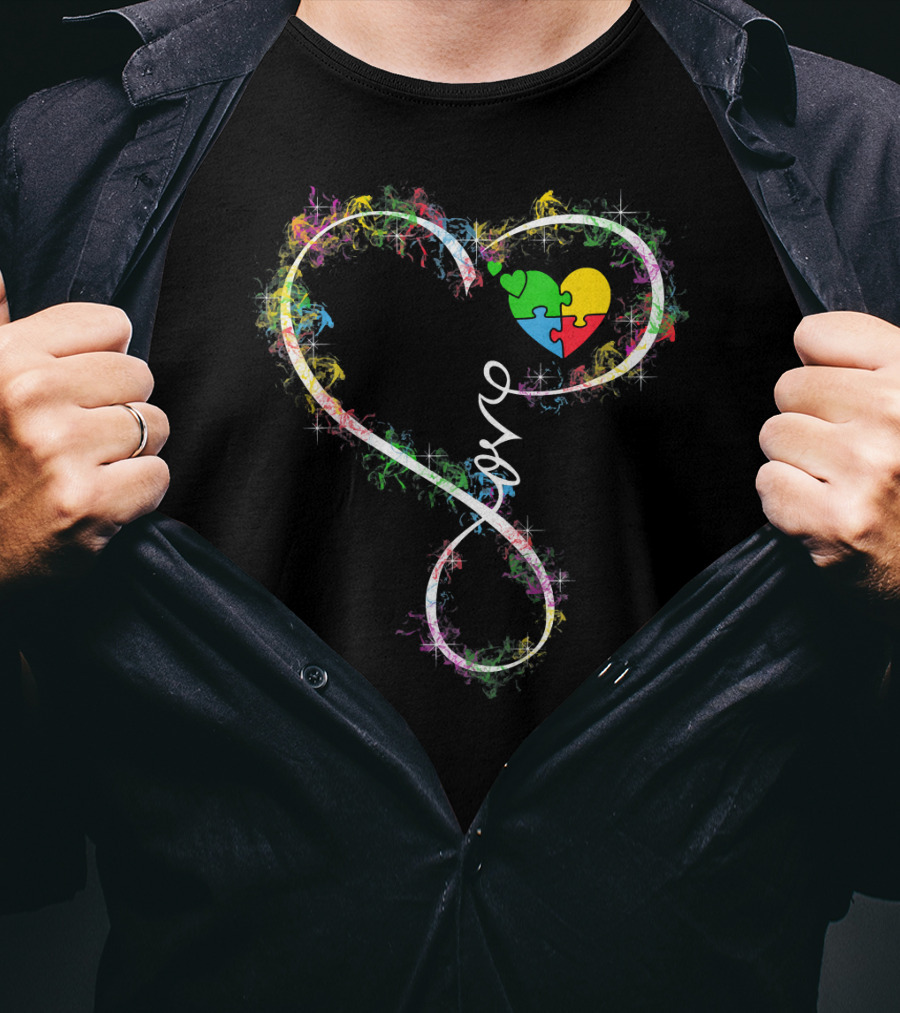Kids Love Colorful Puzzle Heart Autism Awareness T-Shirt