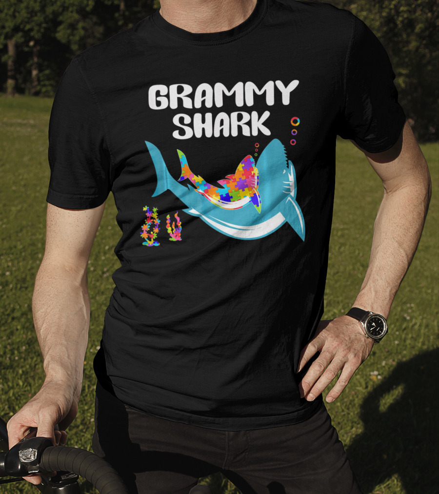GRAMMY SHARK Autism Awareness Puzzle Shark T-Shirt