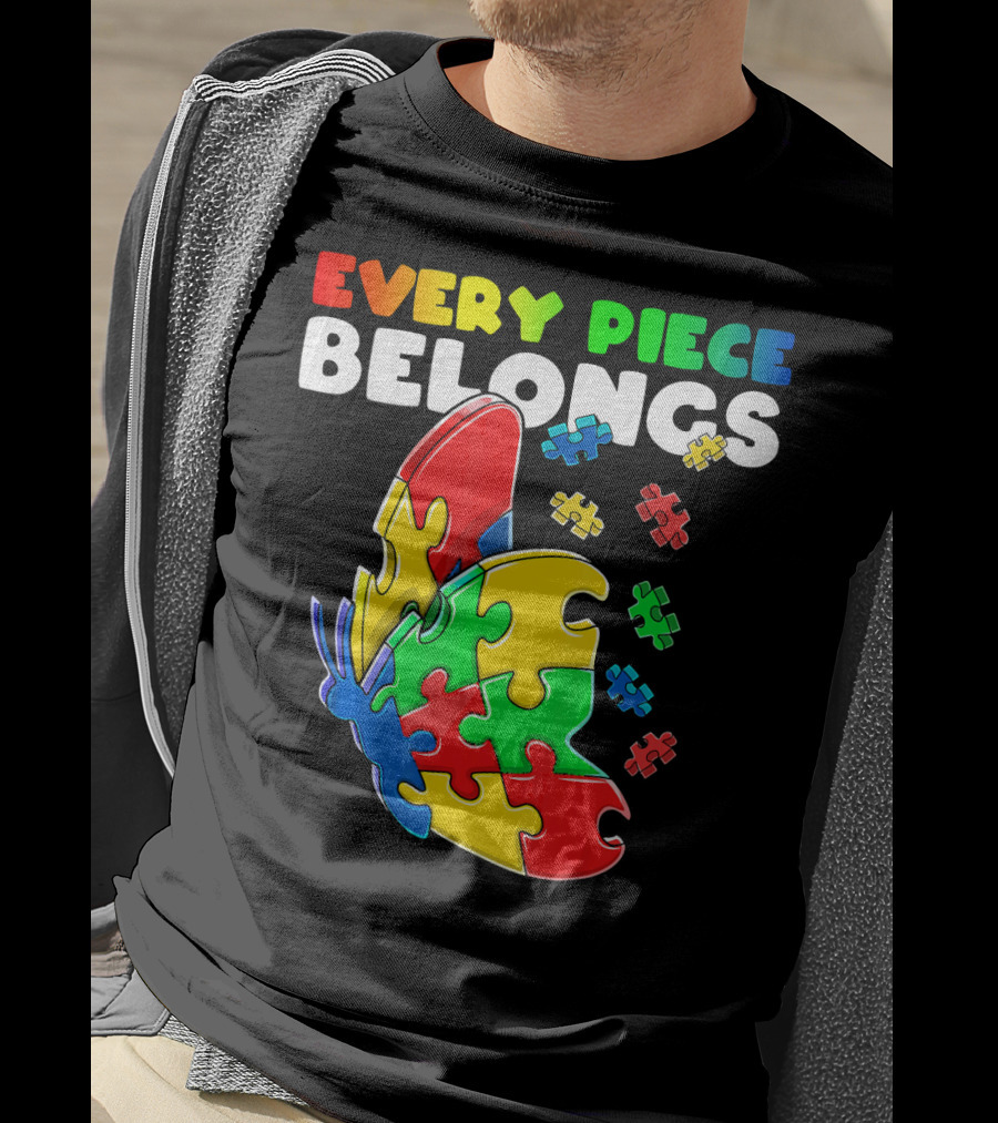 Every Piece Belongs Autism Awareness Butterfly Puzzle Pieces T-Shirt