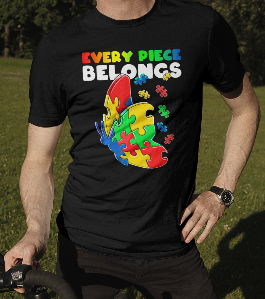 Every Piece Belongs Autism Awareness Butterfly Puzzle Pieces T-Shirt