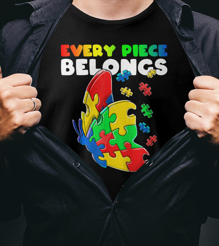 Every Piece Belongs Autism Awareness Butterfly Puzzle Pieces T-Shirt