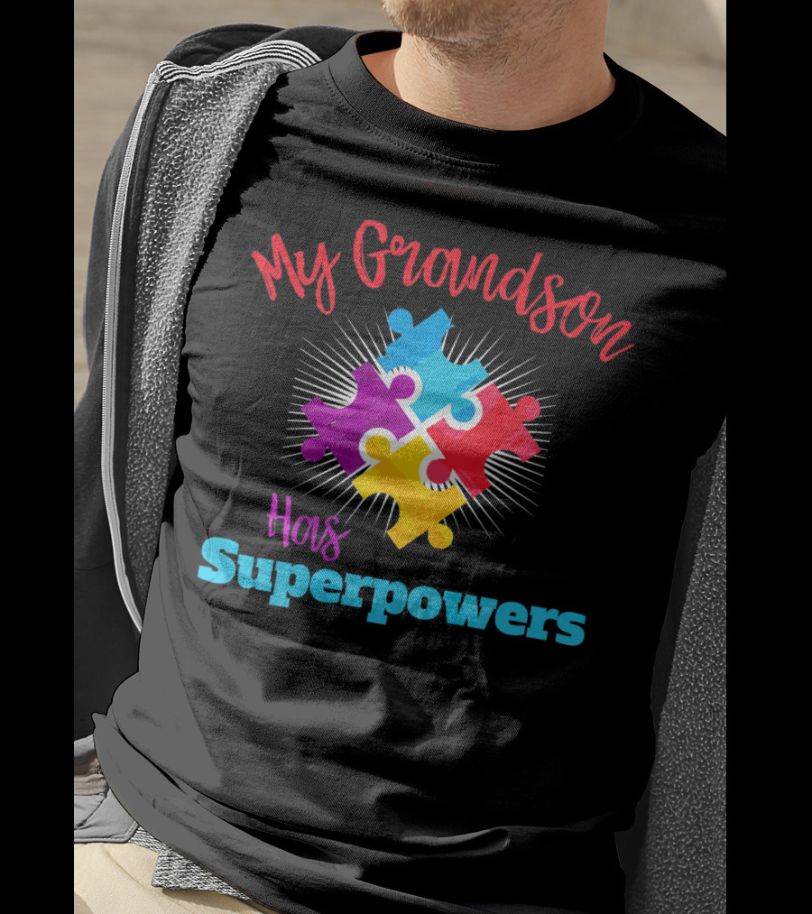 My Grandson Has Autism Superpowers Puzzle T-Shirt