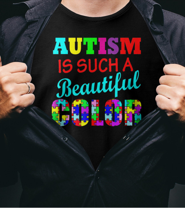 Autism Is Such A Beautiful Color Puzzle Piece Letters T-Shirt