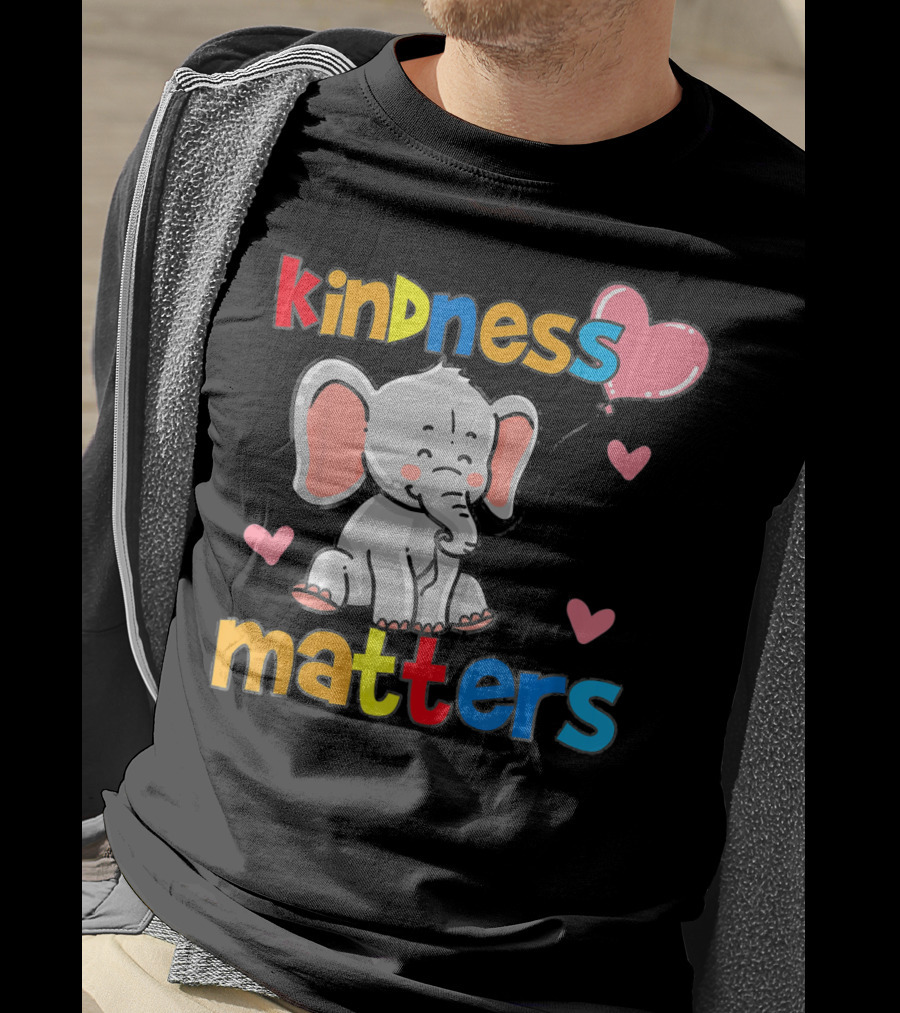 Kindness Matters Autism Awareness Elephant With Hearts T-Shirt