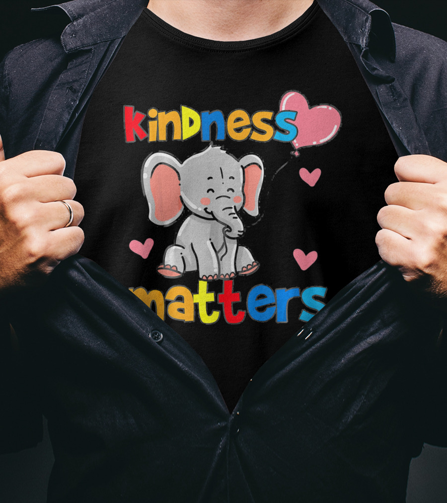 Kindness Matters Autism Awareness Elephant With Hearts T-Shirt