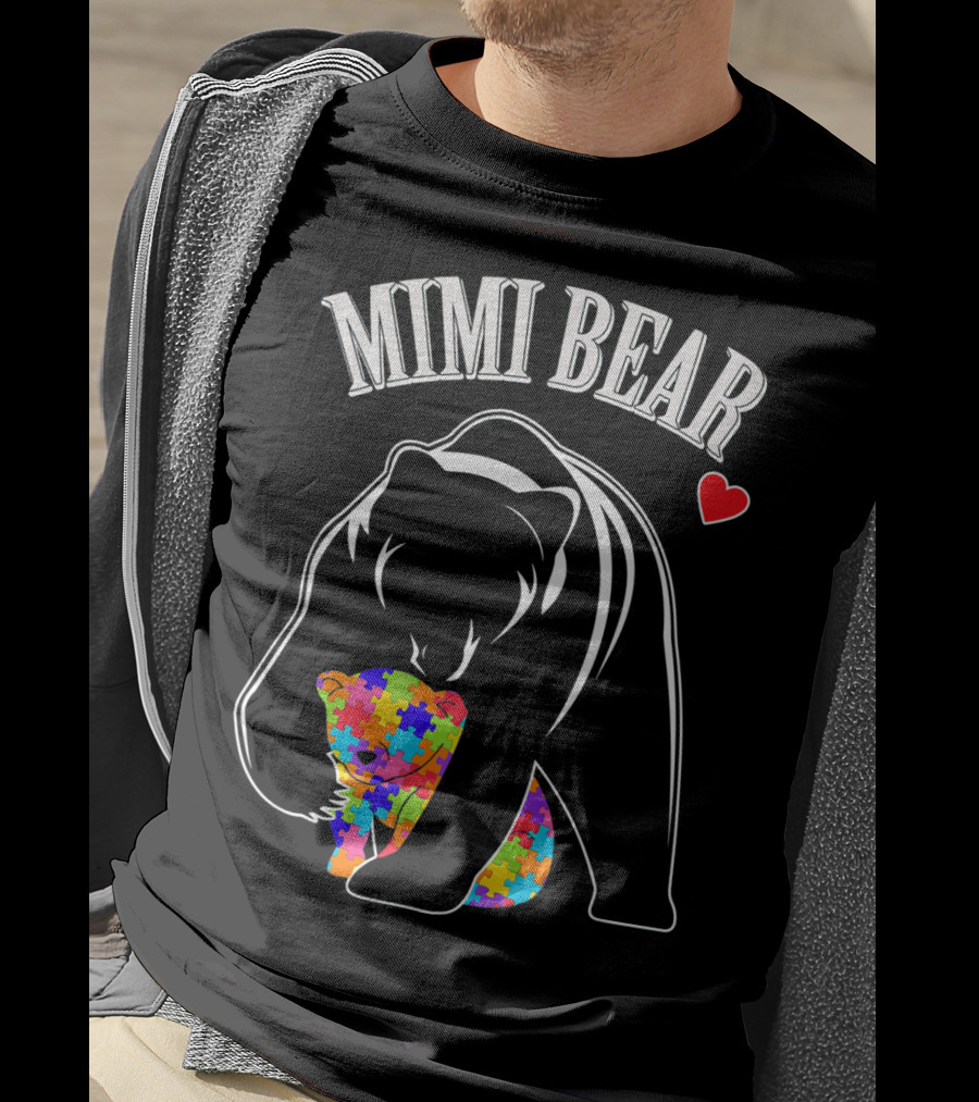 Mimi Bear Autism Awareness Love Puzzle Heart T-Shirt