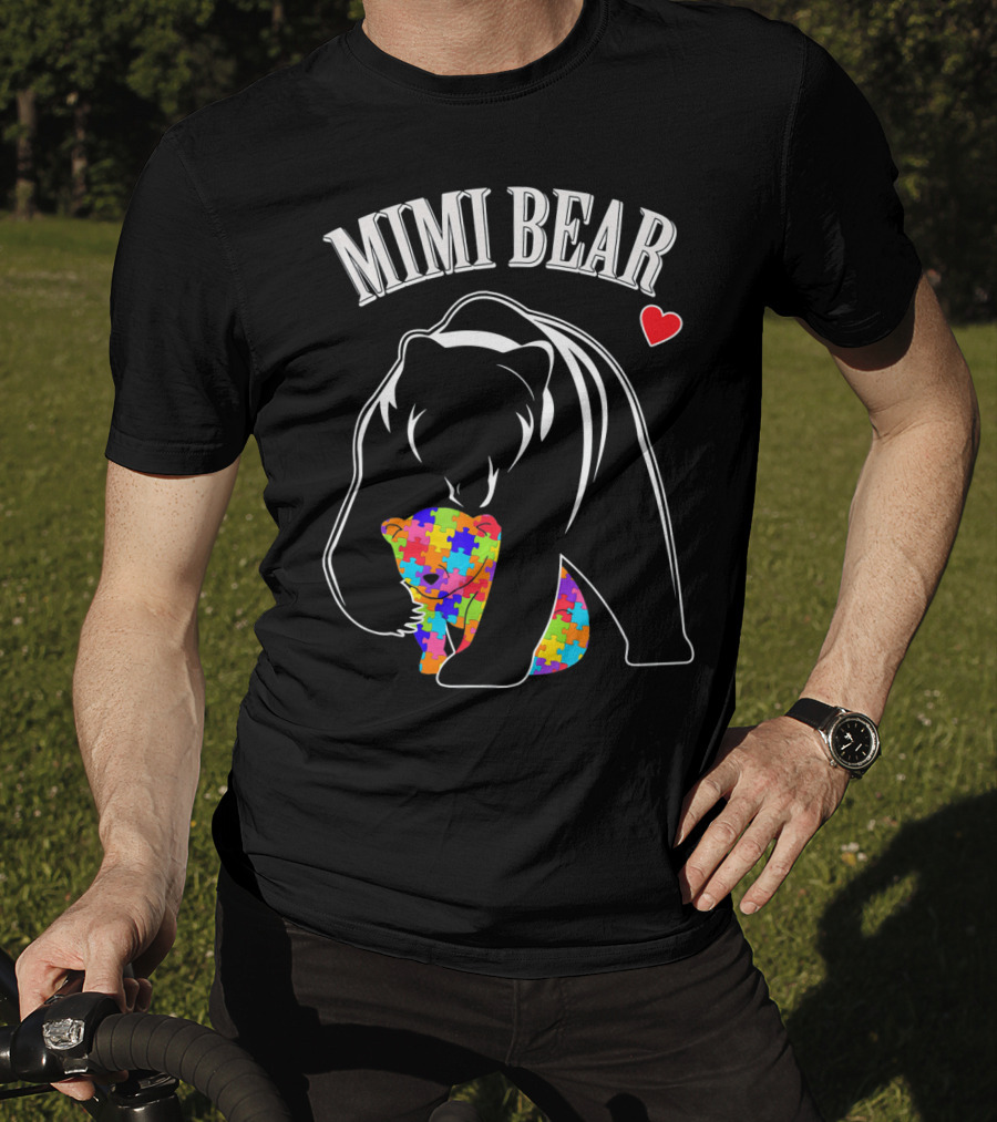 Mimi Bear Autism Awareness Love Puzzle Heart T-Shirt