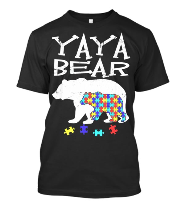 Yaya Bear Autism Awareness Puzzle Bear T-Shirt