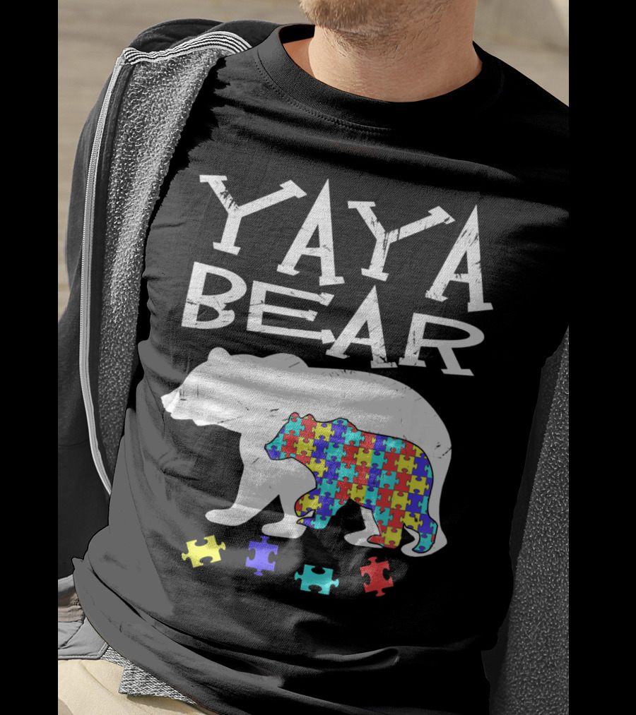 Yaya Bear Autism Awareness Puzzle Bear T-Shirt
