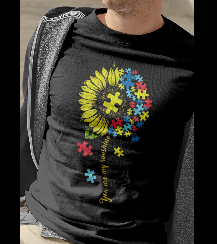 You Are My Sunshine Autism Sunflower Puzzle Pieces T-Shirt
