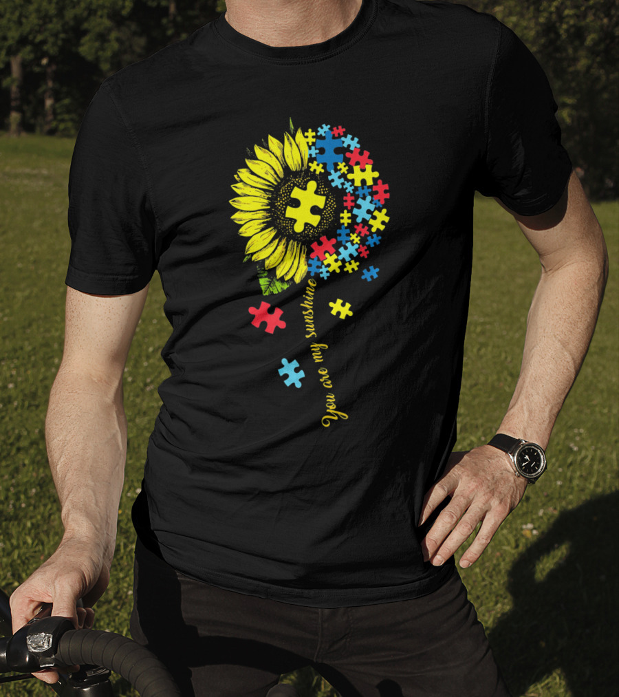 You Are My Sunshine Autism Sunflower Puzzle Pieces T-Shirt