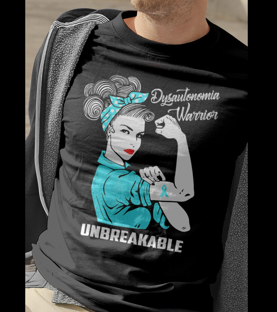 Dysautonomia Warrior Unbreakable Retro Rosie The Riveter T-Shirt