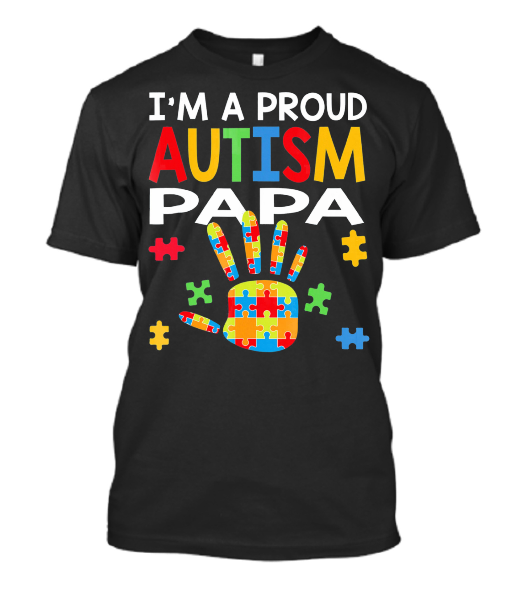 I'm A Proud Autism Papa Puzzle Hand Colorful T-Shirt