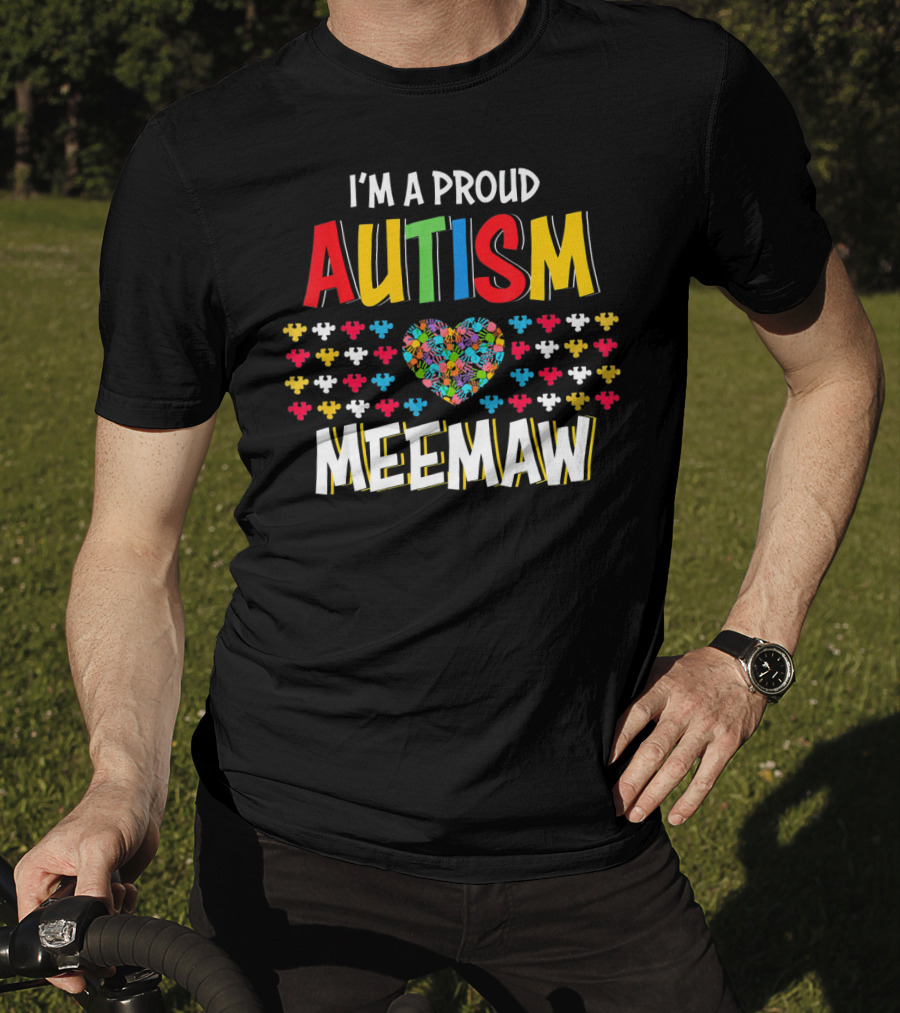 Proud Autism Meemaw Heart Puzzle T-Shirt