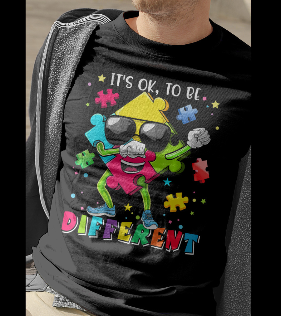 It's OK To Be Different Puzzle Piece Autism Awareness T-Shirt