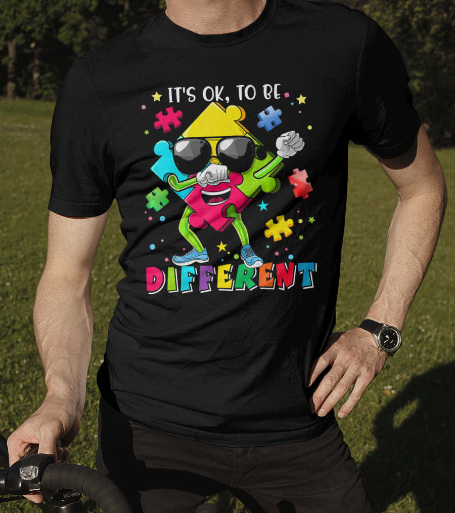 It's OK To Be Different Puzzle Piece Autism Awareness T-Shirt