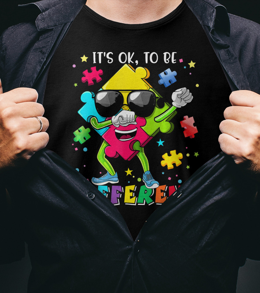It's OK To Be Different Puzzle Piece Autism Awareness T-Shirt