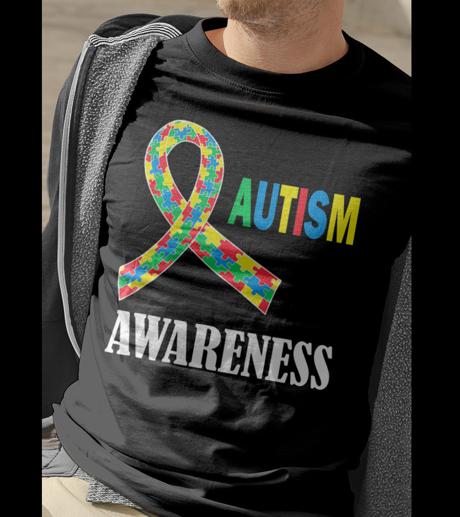 Autism Awareness Puzzle Ribbon Social Interaction Auti T-Shirt