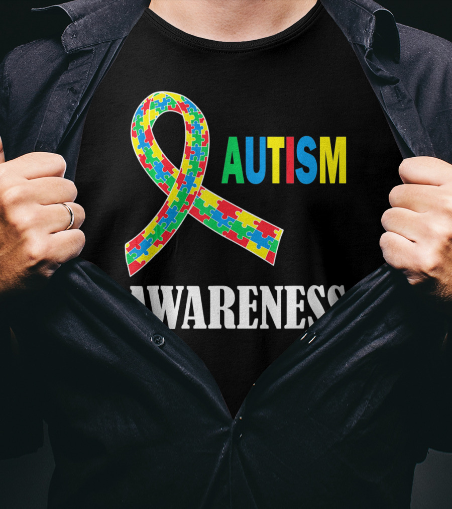 Autism Awareness Puzzle Ribbon Social Interaction Auti T-Shirt