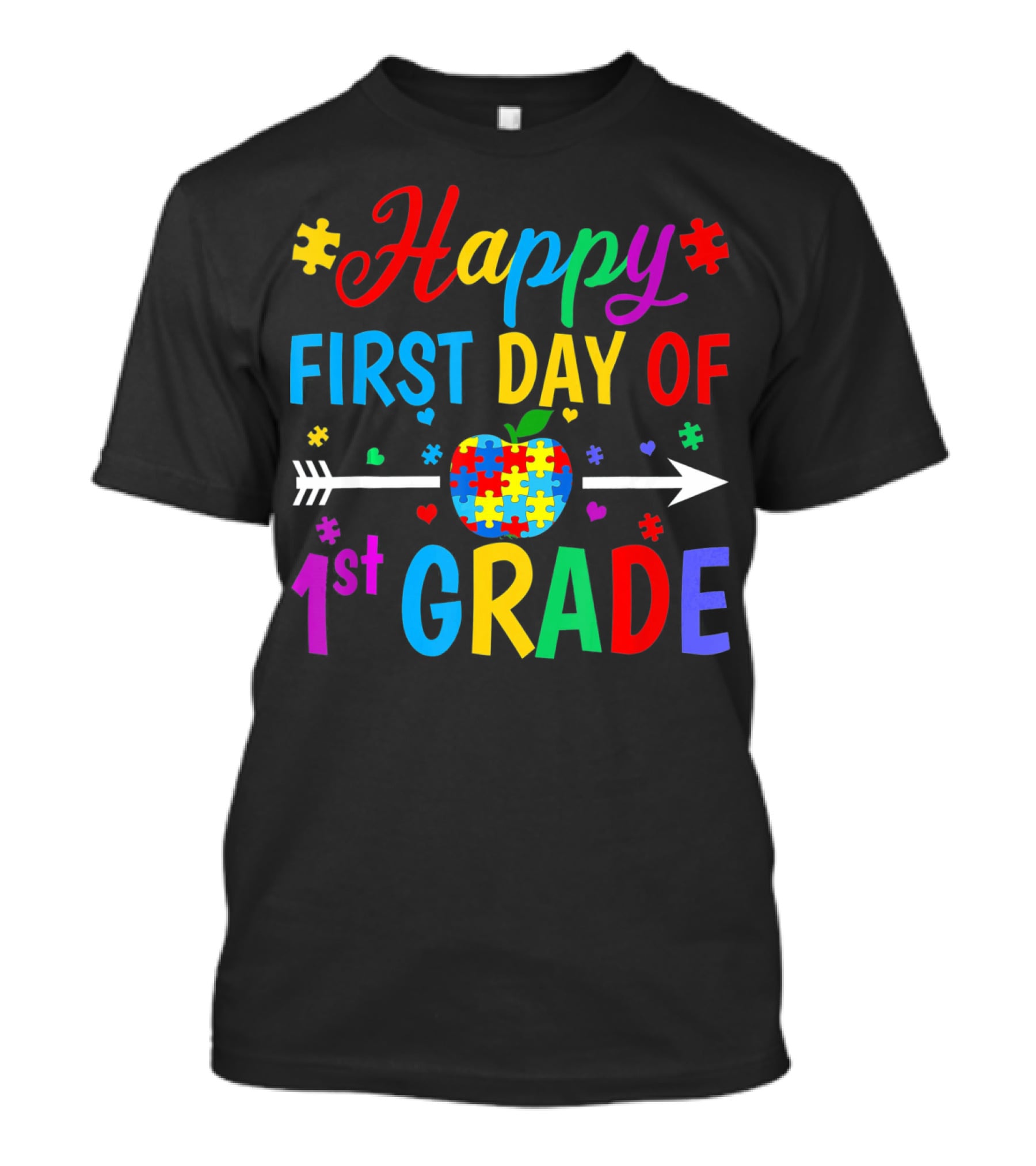 Happy First Day Of 1st Grade Puzzle Apple Arrow T-Shirt