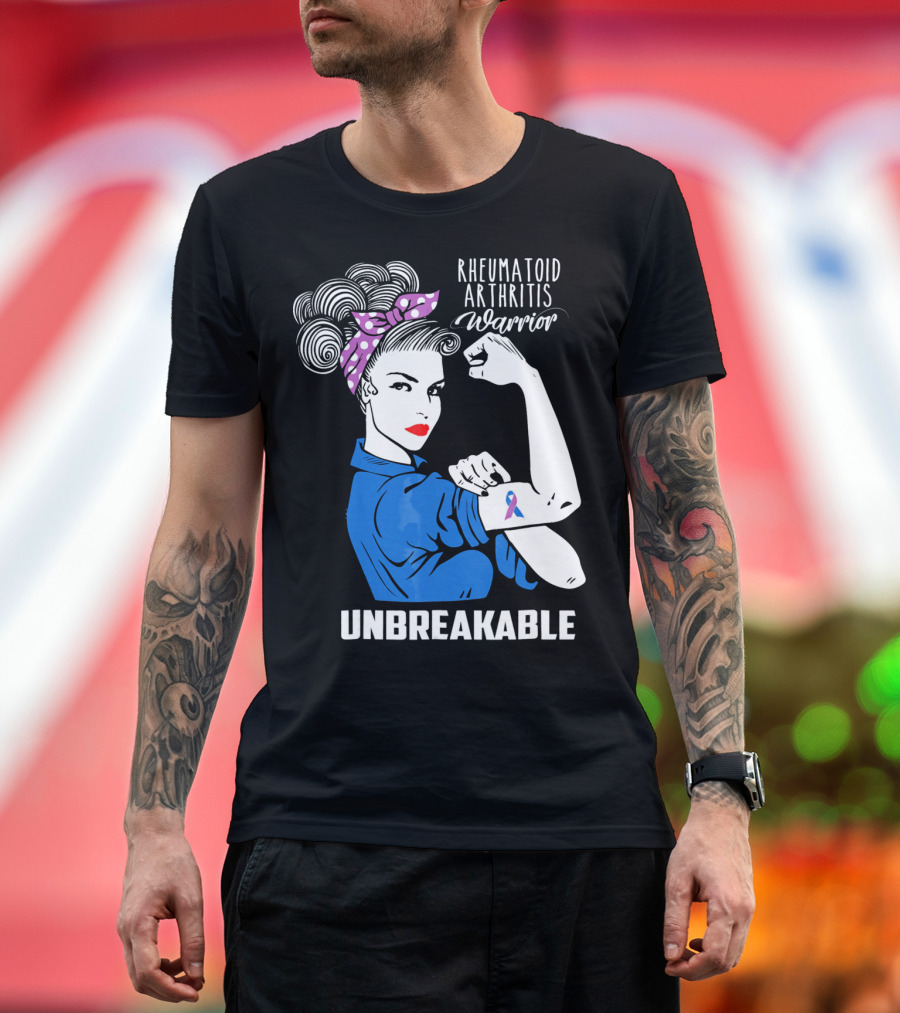 Rheumatoid Arthritis Warrior Unbreakable Rosie Riveter T-Shirt