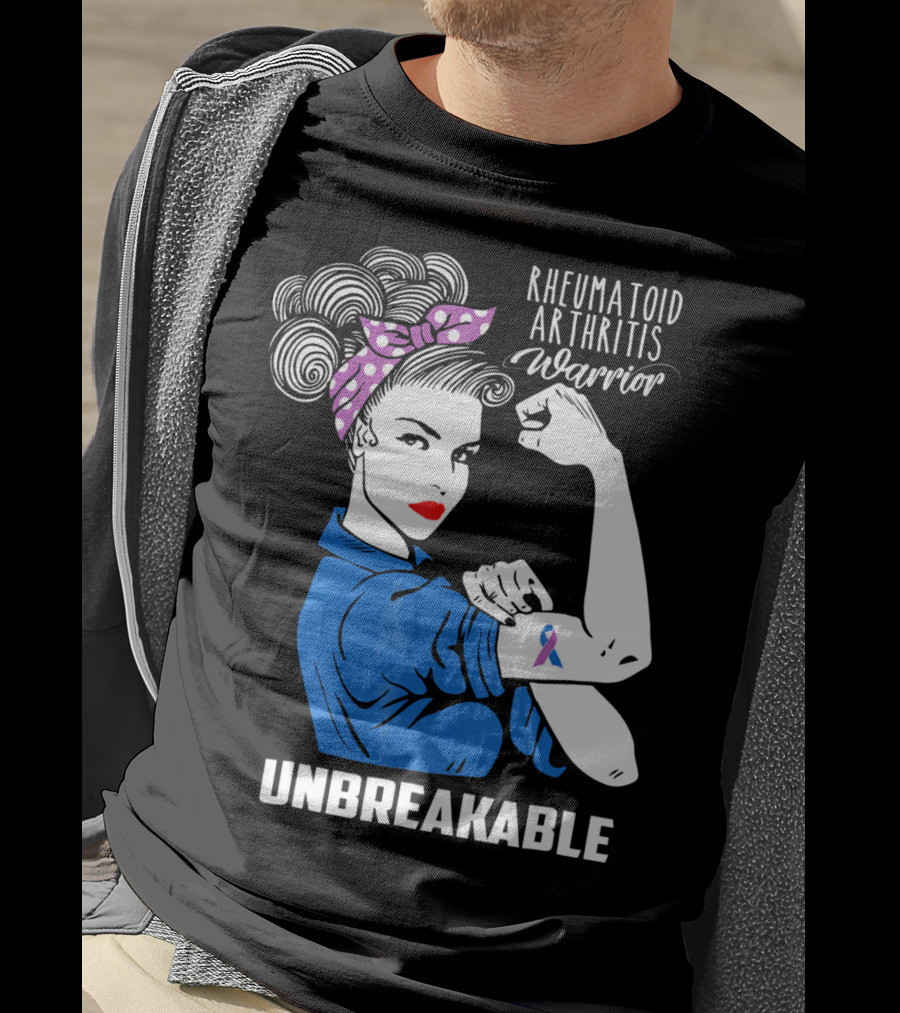 Rheumatoid Arthritis Warrior Unbreakable Rosie Riveter T-Shirt