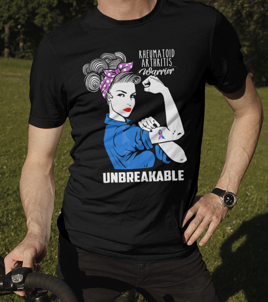 Rheumatoid Arthritis Warrior Unbreakable Rosie Riveter T-Shirt
