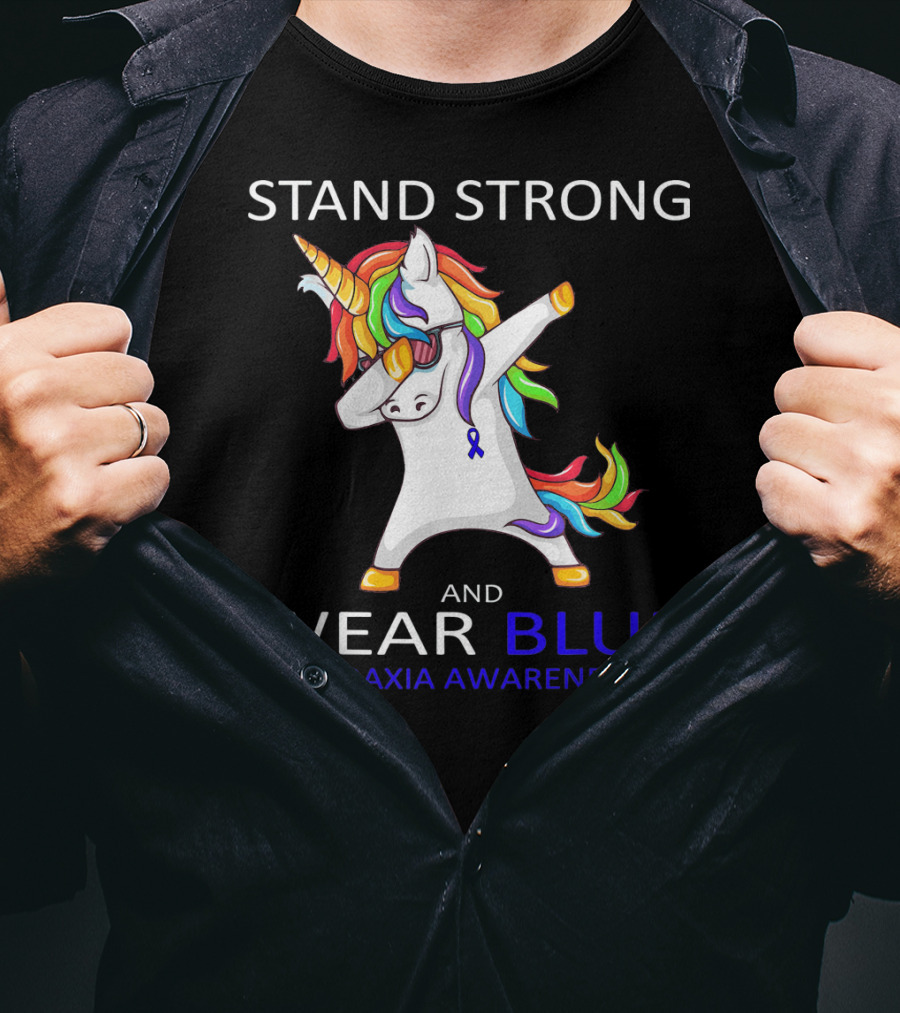 Stand Strong Wear Blue Apraxia Awareness Unicorn Dabbing T-Shirt