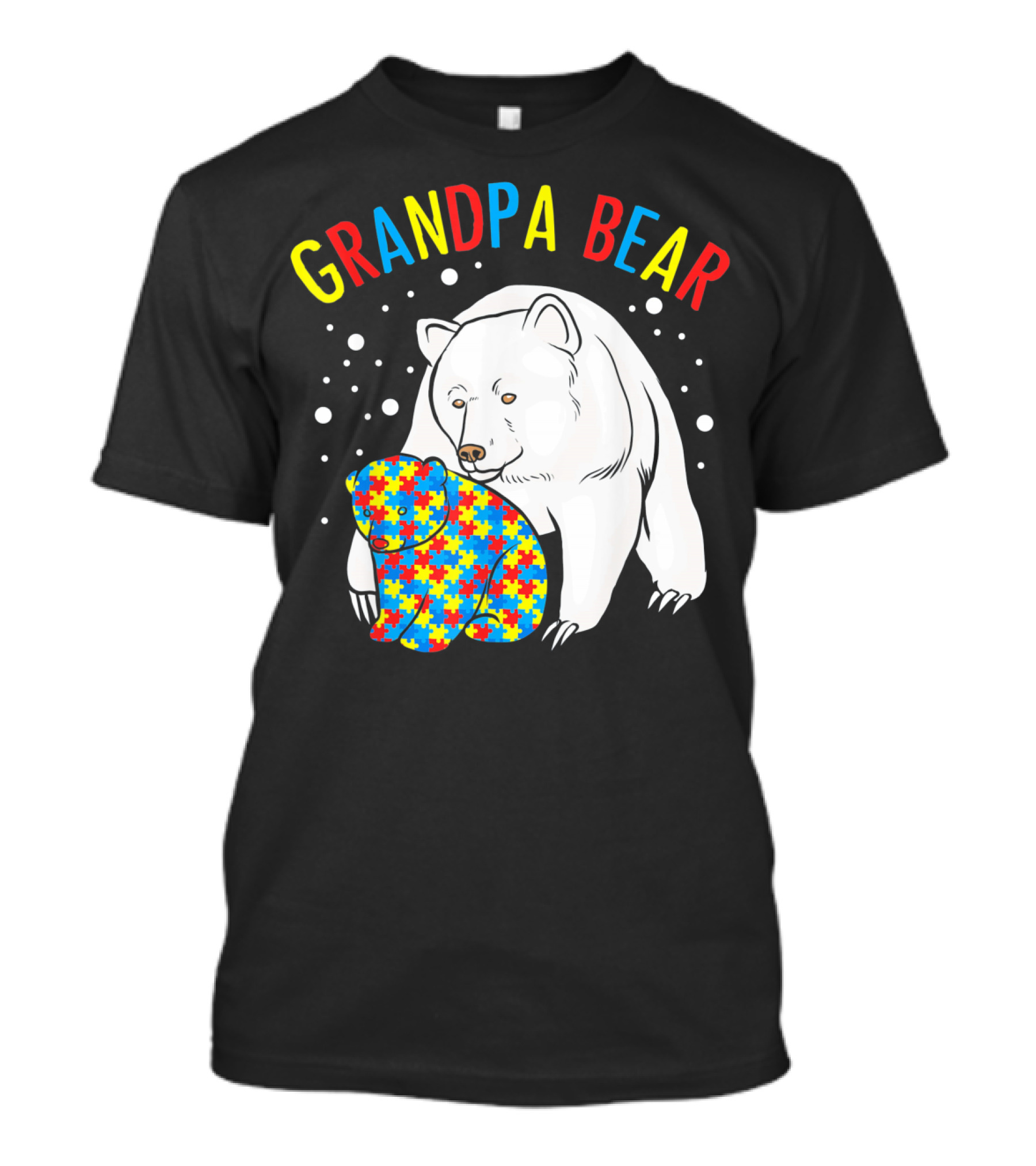 Grandpa Bear Mens Autism Awareness Puzzle Bear T-Shirt